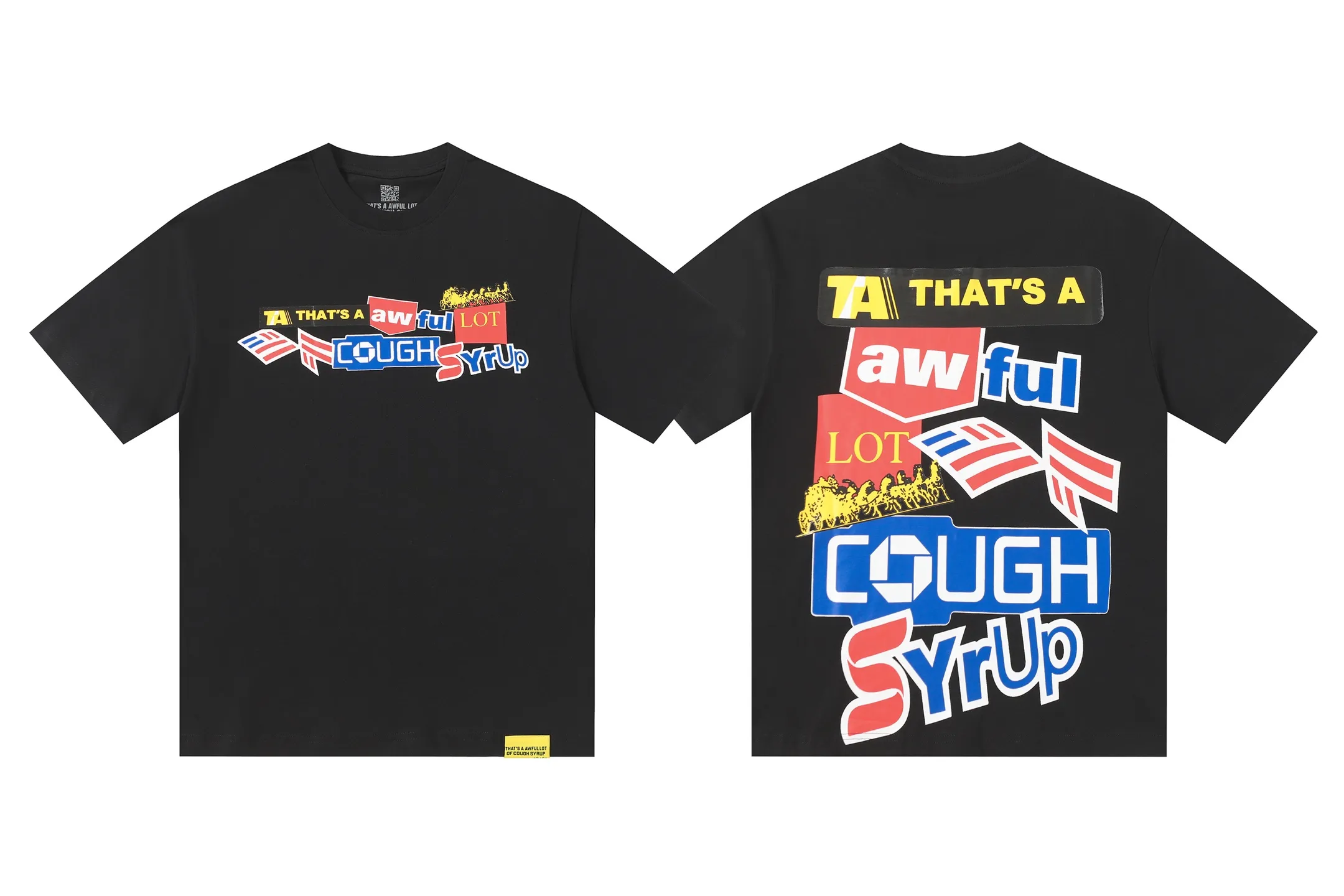 #White/Black ｜ THAT'S A AWFUL LOT OF COUGH SYRUP In Stock Real shot American simple trendy brand loose casual T-shirt Fabric (fabric): 32 counts Weight combed double yarn pure cotton Sizes (size): S-M L X L Color (colour):, Black/White